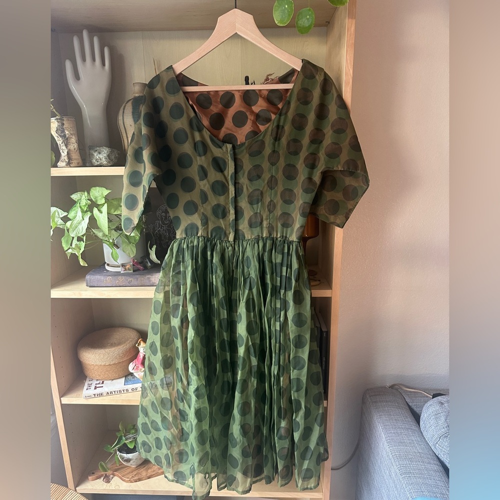 Amazing Handmade Vintage 1950’s Polka Dot Tea Length Party Dress - Picture 2 of 4